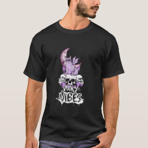 Spooky Vibes Only Halloween with Cat and Skulls T T-Shirt