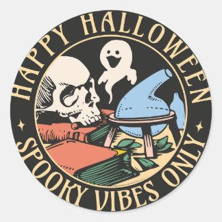 Spooky Vibes Only Vintage Halloween Classic Round Sticker