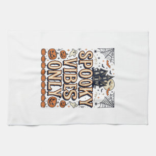 Spooky Vibes Only Vintage Halloween Shirt Design_1 Kitchen Towel