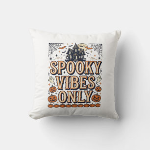 Spooky Vibes Only Vintage Halloween Shirt Design_1 Throw Pillow