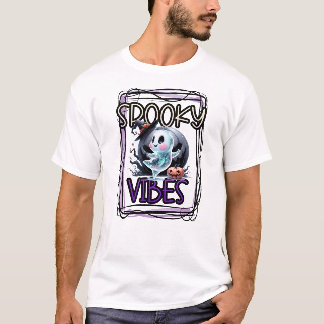 Spooky Vibes Pumpkin Spice Happy Halloween Scary T-Shirt (Front)
