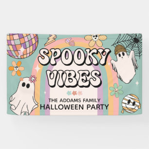 Spooky Vibes Retro Fun Halloween Party Banner