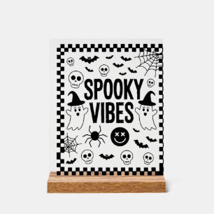 Spooky Vibes Retro Halloween Acrylic Sign