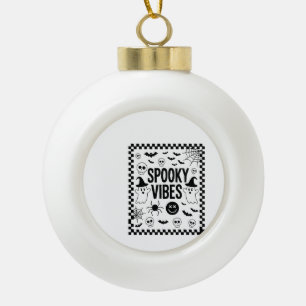 Spooky Vibes Retro Halloween Ceramic Ball Christmas Ornament