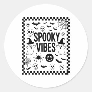Spooky Vibes Retro Halloween Classic Round Sticker
