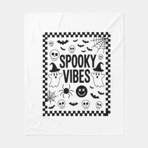 Spooky Vibes Retro Halloween Fleece Blanket