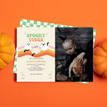 Spooky Vibes Retro Halloween Ghost Birthday Photo Invitation<br><div class="desc">Get ready for a spine-tingling good time with our "Spooky Vibes Retro Halloween Cat Ghost Birthday Invitation." This unique and nostalgic design combines the best of Halloween and birthday celebrations. With its retro-inspired elements, including a mischievous black cat and friendly ghost, it's perfect for those who adore the spooky season....</div>