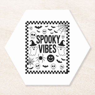 Spooky Vibes Retro Halloween Paper Coaster