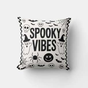 Spooky Vibes Retro Halloween Throw Pillow