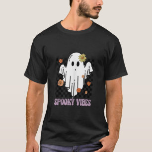 Spooky Vibes Spooky Season Cute Ghost Boo Crew Hal T-Shirt
