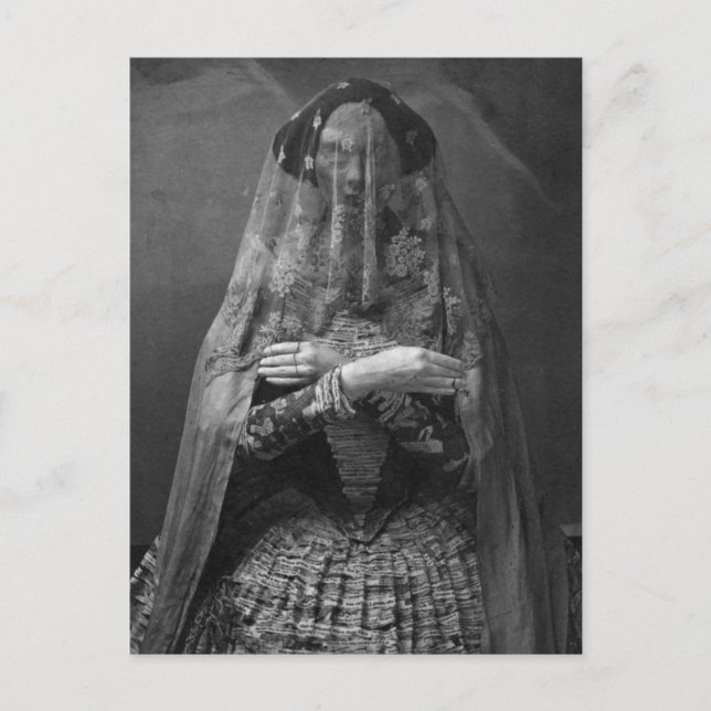 Spooky Victorian Photograph of Dead Woman in Dress Postcard (Front)