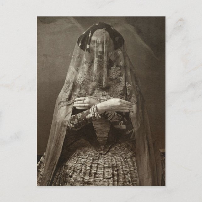 Spooky Victorian Photograph of Dead Woman in Dress Postcard (Front)