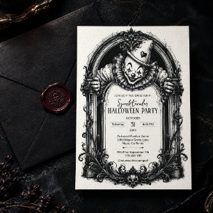 Spooky Vintage Clown Halloween Party Invitation