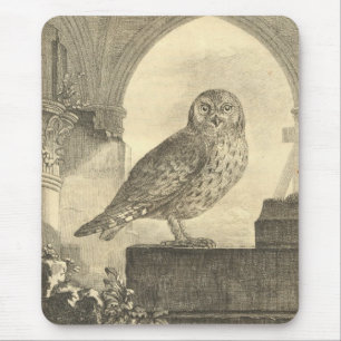 Spooky Vintage Halloween Owl Mousepad