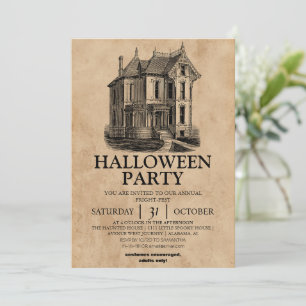 spooky Vintage house halloween costume party Invitation