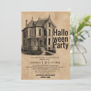 spooky Vintage house halloween costume party Invitation