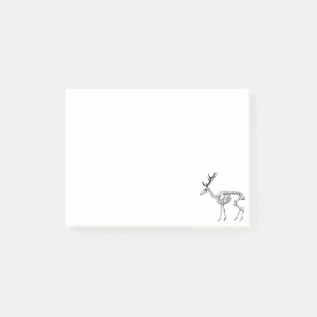 Spooky vintage skeleton reindeer drawing post-it notes (Front)
