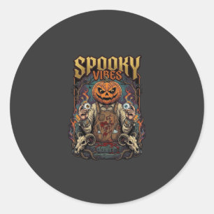 Spooky Vires Halloween Pumpkin Head Holding Eyebal Classic Round Sticker
