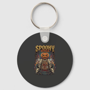 Spooky Vires Halloween Pumpkin Head Holding Eyebal Keychain