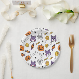 Spooky Werewolf Halloween Vibes Paper Plate