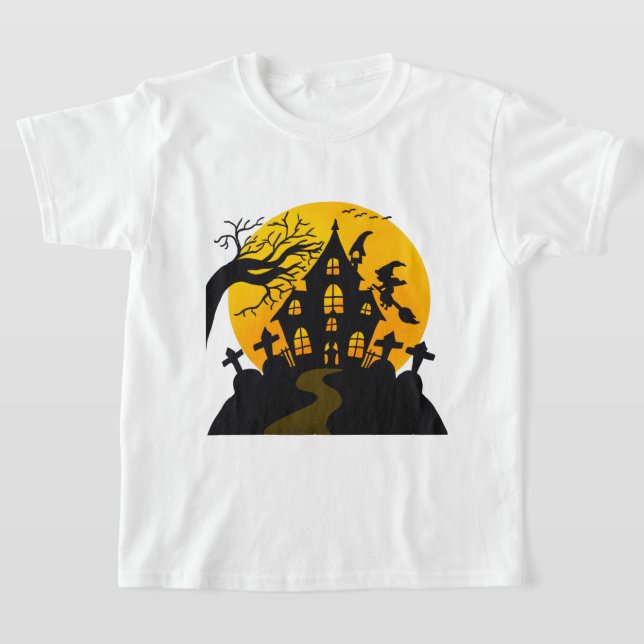 Spooky witch and house Halloween fun  T-Shirt (Laydown)