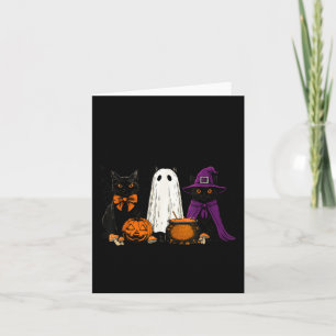 Spooky Witch Black Cat Halloween Pumpkin For Men Card