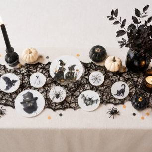 Spooky Witch Black Cat Raven Bat Halloween Confetti