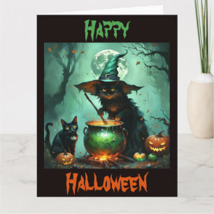 Spooky Witch Cats in a Foreboding Swamp Card