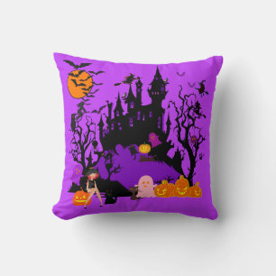 Spooky Witch & Friends Throw Pillow
