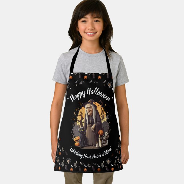Spooky Witch Halloween Apron- black- 🎃👻 Apron (Insitu)