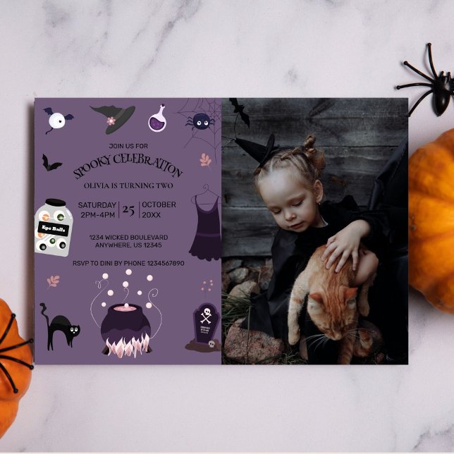 Spooky witch Halloween Birthday Party Photo  Invitation (Creator Uploaded)