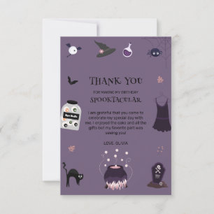 Spooky witch Halloween Birthday Party Thank You Card