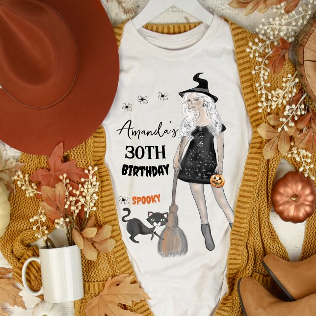 Spooky Witch Halloween Birthday White T-Shirt (Spooky Witch Halloween Birthday White T-Shirt)