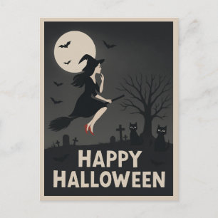 Spooky Witch Halloween Greeting Postcard