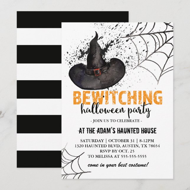 Spooky Witch Halloween Party Invitation (Front/Back)