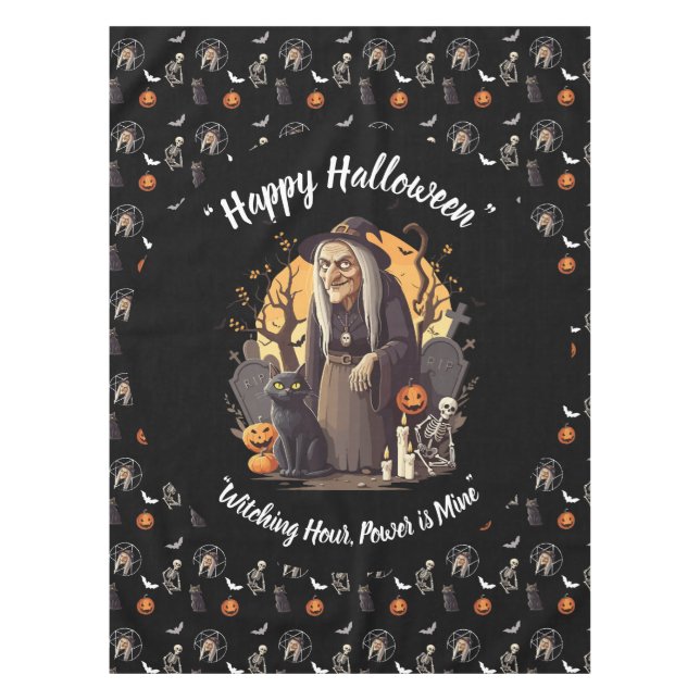 🕸️ Spooky Witch Halloween Tablecloth 🎃👻 (Front)