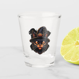 Spooky Witch Hat Kitty Shot Glass