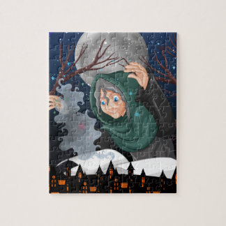 Spooky Witch & Haunted House Halloween🌙 Jigsaw Puzzle