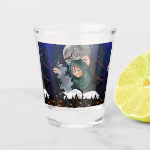 Spooky Witch & Haunted House Halloween🌙 Shot Glass