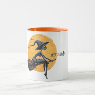 Spooky Witch on Broomstick Mug