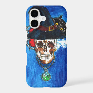 Spooky Witch Skull with Black Cat & Potion Gothic