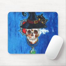 Spooky Witch Skull with Black Cat & Potion Gothic