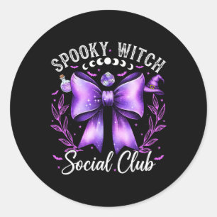 Spooky Witch Social Club Coquette Funny Halloween Classic Round Sticker