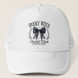 Spooky Witch Social Club Halloween Coquette Bow Trucker Hat