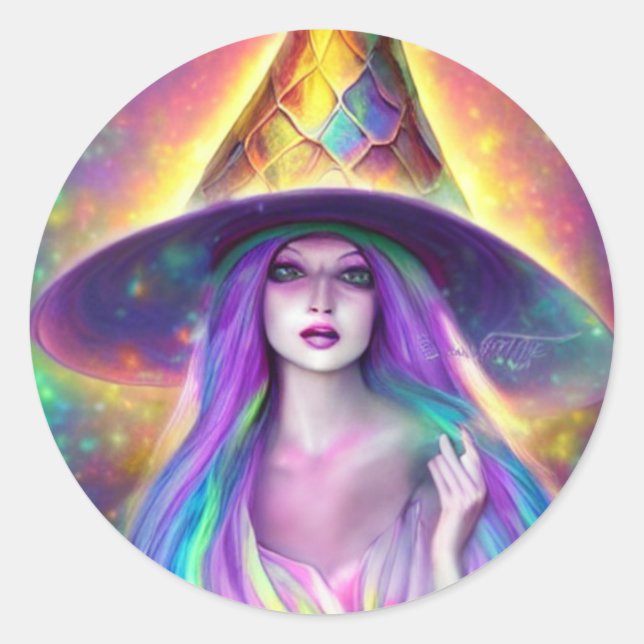 Spooky  Witch The A Hat  Classic Round Sticker (Front)