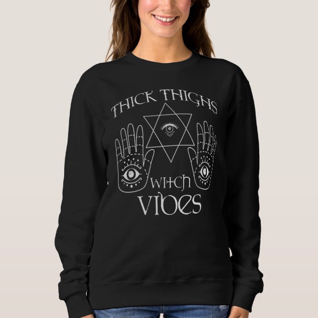 Spooky Witchcraft Crescent Moon Blackcraft Hallowe Sweatshirt (Front)