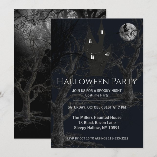 Spooky Witches Forest Halloween Party Invitation (Front/Back)
