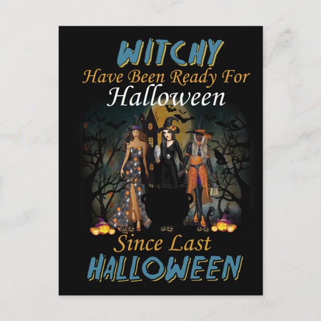 Spooky Witches Halloween Party  Postcard (Front)