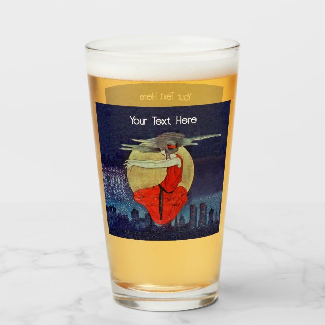 Spooky Woman in Sky over city Lights Blue Sky Glass (Front Filled)