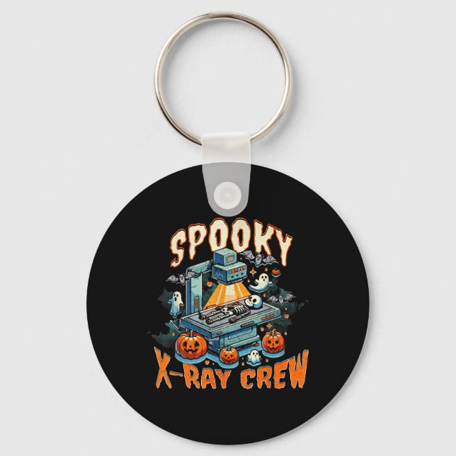 Spooky X-ray Crew Skeleton Ghost Halloween Keychain (Front)